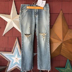 Mens Split Skateboard Destroyed Distressed Button Fly Jeans Tagged Size 33x31